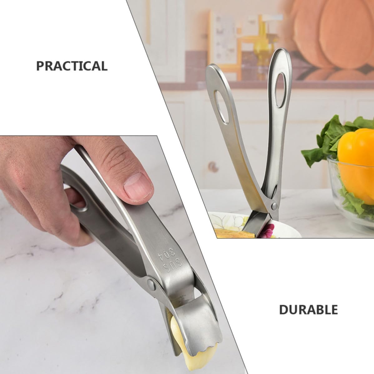 Stainless Steel Dish Clip Hot Plate Gripper with Non Slip Jaws