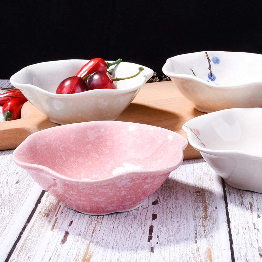 Ceramic Soy Sauce Dish Set of 4, 4.1'' Japanese Porcelain Dipping Bowls