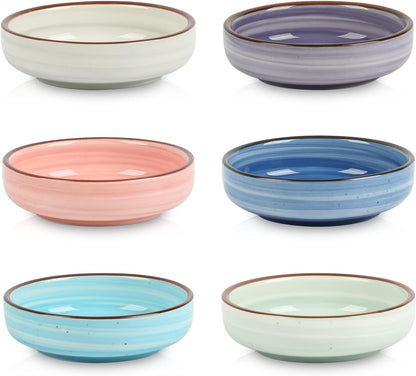 Selamica Ceramic 2.5 OZ Soy Sauce Dish Dipping Bowls Set of 6, 3.3 Inch Small Side Dish Pinch Bowls, Mini Bowls for Condiments, Ketchup, BBQ, Sushi, Gradient Color