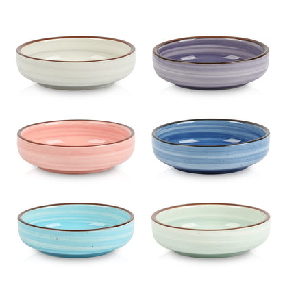 Selamica Ceramic 3.3 Inch Soy Sauce Dish Dipping Bowls Side Dishes Small Appetizer Pinch Bowls for Condiments, Sushi, Ketchup, BBQ-Set of 6 (Matte Blue)