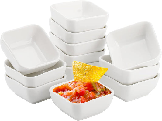 Lawei 12 Packs Ceramic Dip Bowls Set - 3 oz Condiments Server Dishes Mini Bowls Soy Sauce Dish for Sauce, Vinegar, Ketchup, BBQ and Party Dinner