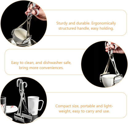 Hemoton Anti-Scalding Bowl Clip Gripper Food-Grade Kitchen Tongs for Hot Plate Dish Bowl and Pizza Pan Folding Holder with Ergonomic Handle Dishwasher Safe 9.84 X 3.54 X 0.78 in