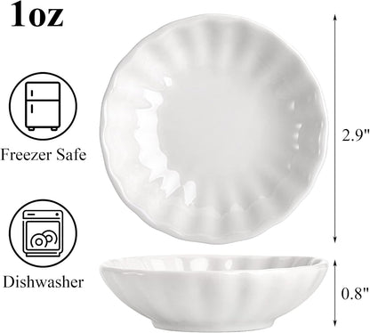Hiceeden 20 Pack 2.9 Inch Soy Sauce Dish, Ceramic Pinch Bowl 1 Oz, Mini Porcelain Dipping Bowl Plate for Side Dishes, Condiment, Sushi, Ketchup, Appetizer