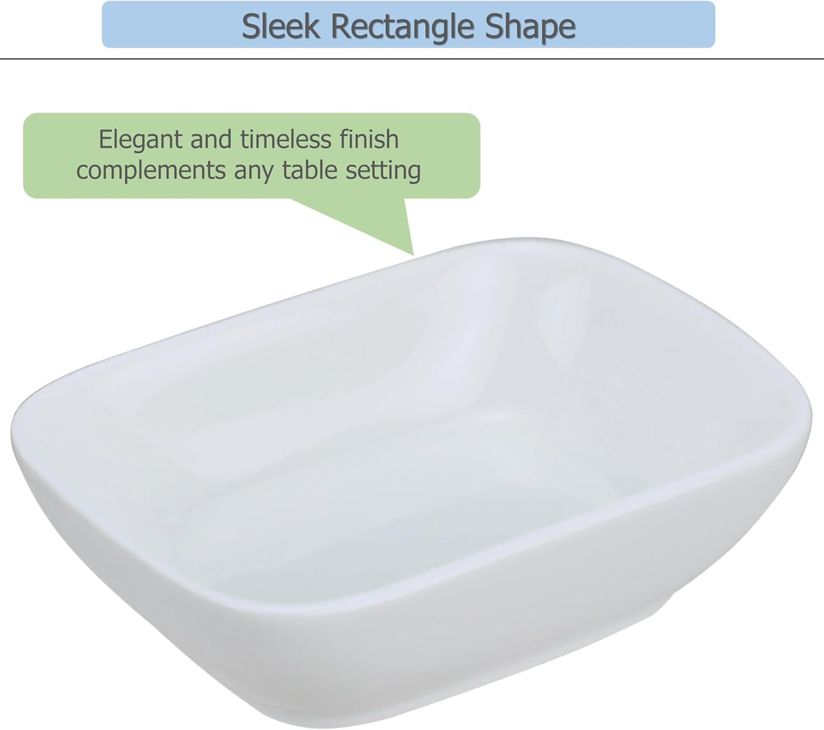 EIKS 4 Pack Ceramic Dipping Bowls Side Dish, Rectangle Shaped
