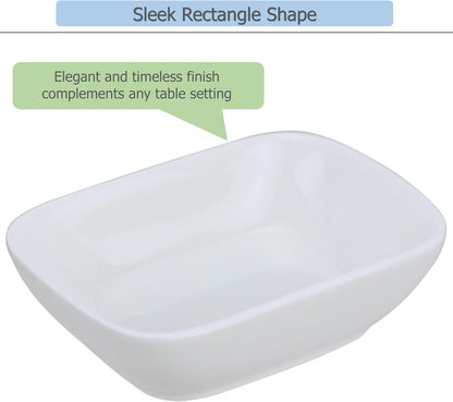 EIKS 4 Pack Ceramic Dipping Bowls Side Dish, Rectangle Shaped