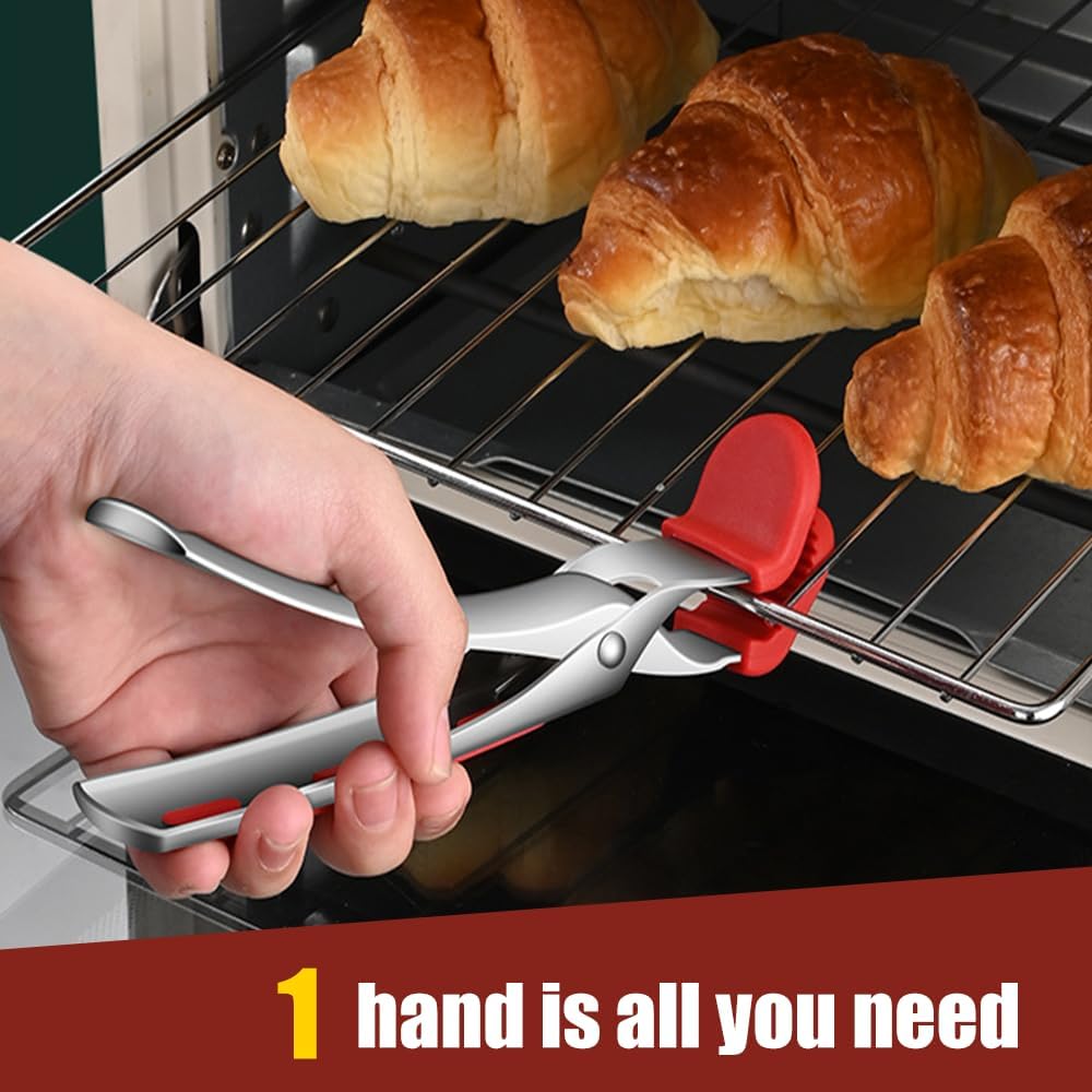 Hot Plate Gripper, Anti-Scald Stainless Steel Bowl Clip Silicone Anti-Slip Heat Insulation Pplate Gripper for Bowls Pans Dishes