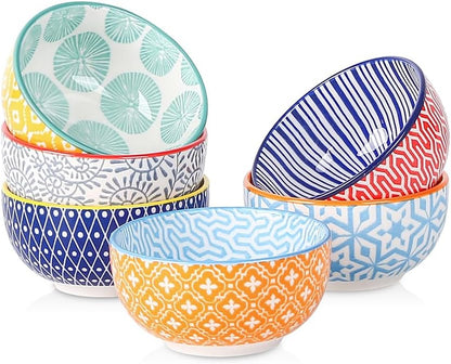 Selamica Ceramic 4 OZ Dipping Bowls Set of 6, Assorted Colors