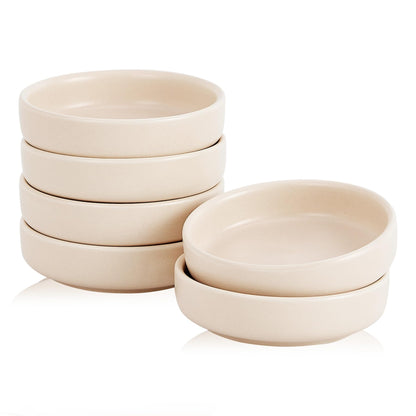 Ceramic Soy Sauce Dish,3.5 Inch Dipping Bowls Side Dishes Set of 6, Small Appetizer Pinch Dip Bowls for Condiments, Sushi, Ketchup, BBQ (White)