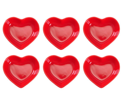 WHJY Pink Love Heart Shaped Ceramic Bowl Set of 6, Contemporary Porcelain Side Dishes, Seasoning & Soy Dipping Sauce Bowls for Wedding & Birthday Party