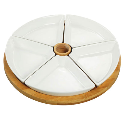 Elama Signature 12 1/4 Inch 6pc Lazy Susan Appetizer and Condiment Server Set