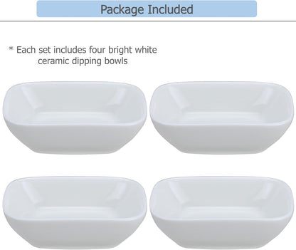 EIKS 4 Pack Ceramic Dipping Bowls Side Dish, Rectangle Shaped