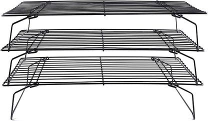 Cooling Rack, 3-Tier Stainless Steel Stackable Baking Cooking Cooling Racks for Cooling Roasting Grilling, Collapsible & Heavy Duty, Oven & Dishwasher Safe