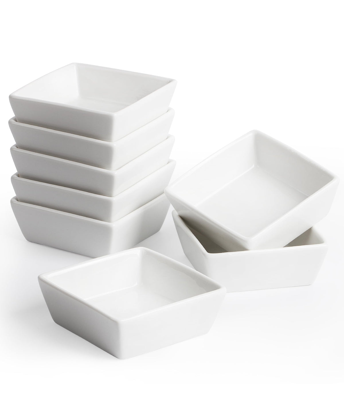 BTaT- Ramekins, 8 oz, Set of 6, White, Square Shaped, Ramekins Oven Safe, Porcelain Souffle Dishes for Creme Brulee, Ice Cream, Fruit and Snacks