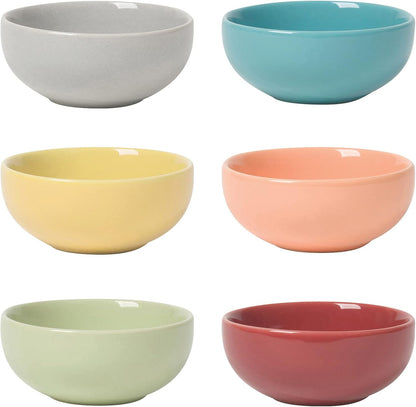 Now Designs White Ceramic Pinch Bowl Set, Soy Sauce Dish, Set of 6, 2 oz
