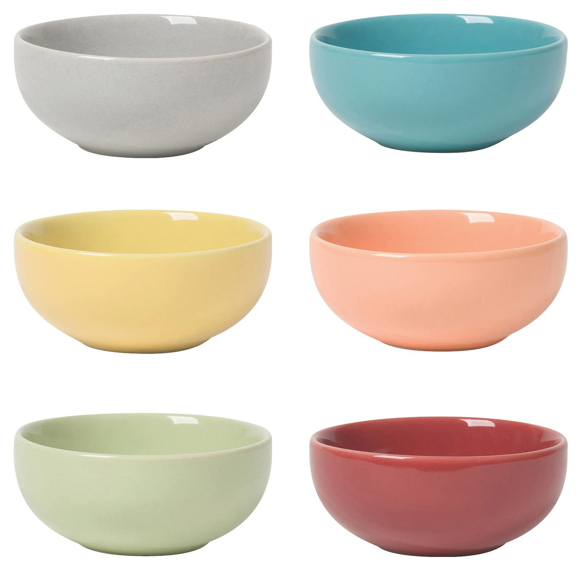 Now Designs White Ceramic Pinch Bowl Set, Soy Sauce Dish, Set of 6, 2 oz