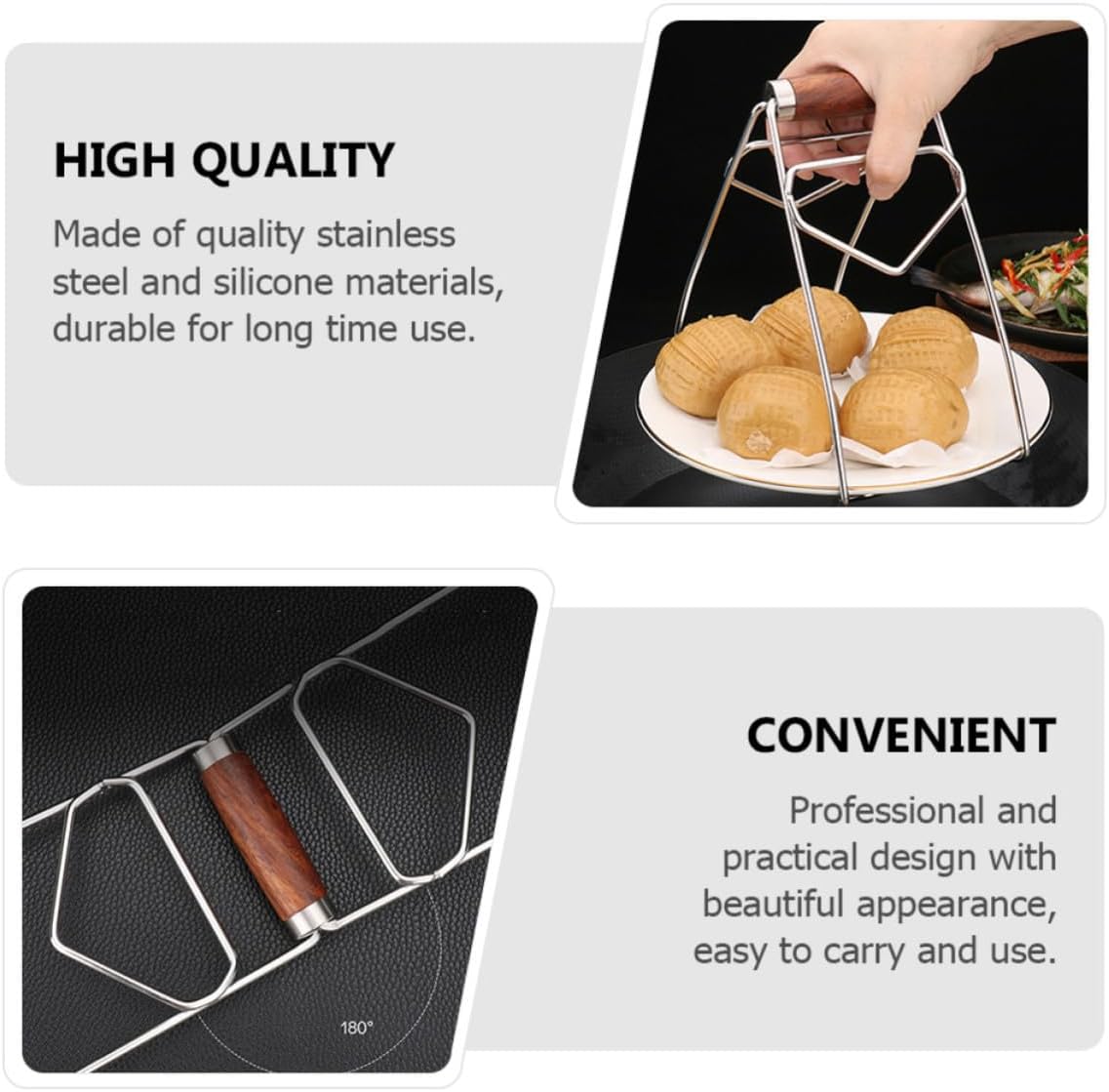 Stainless Steel Plate Clip with Foldable Handle for Hot Dish Removal