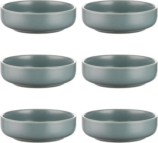 Selamica Ceramic 3.3 Inch Soy Sauce Dish Dipping Bowls Side Dishes Small Appetizer Pinch Bowls for Condiments, Sushi, Ketchup, BBQ-Set of 6 (Matte Blue)