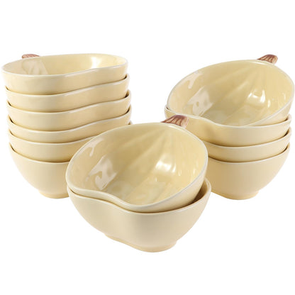 Kolewo4ever 12 Pieces Pumpkin Ramekins Fall Ramekins Ceramic Bowls Pumpkin Bowl 6 oz Oven Safe Ramekin for Thanksgiving Bowl Dip, Sauce, Condiments,Snack (Ivory White)