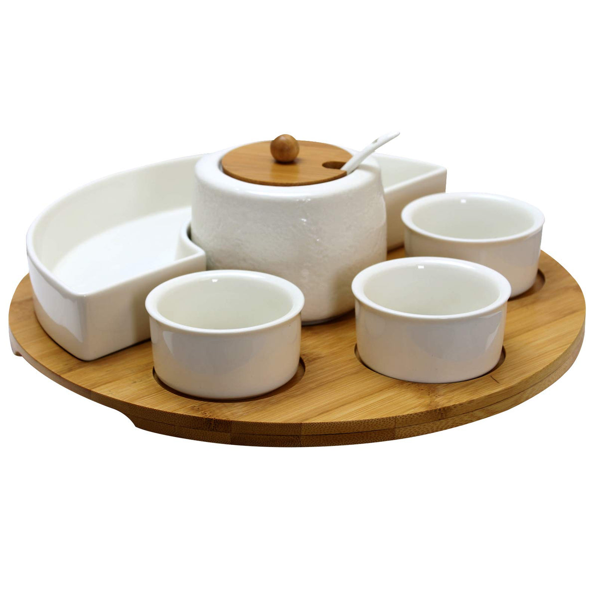 Elama Signature 12 1/4 Inch 6pc Lazy Susan Appetizer and Condiment Server Set