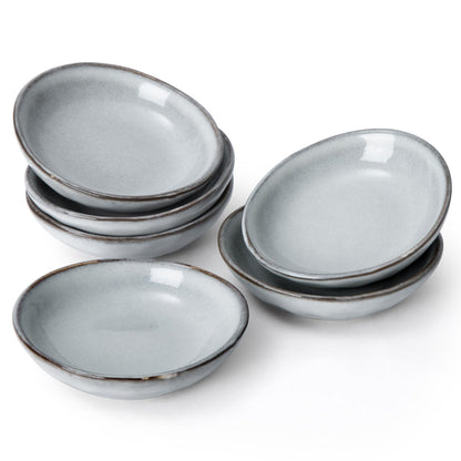 famiware Soy Sauce Dish, 2.1oz Dipping Bowl Set of 6, Cappuccino White