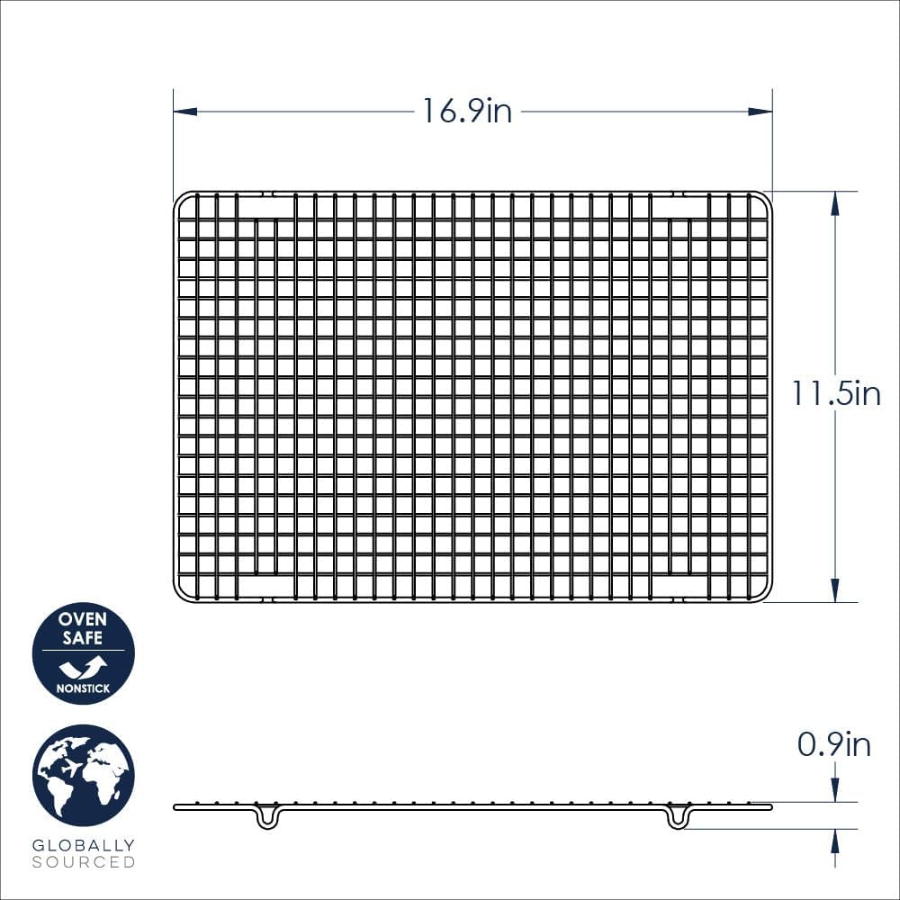 Nordic Ware 43343 Oven Safe Nonstick Baking & Cooling Grid (1/2 Sheet), One Size, Steel