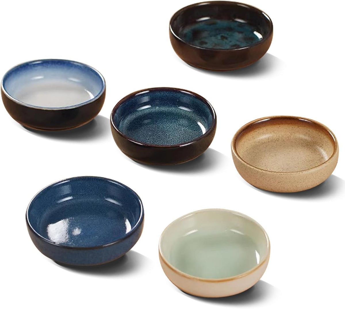 Set of 6 Dipping Bowls, Ceramic Soy Sauce Dipping Dish set