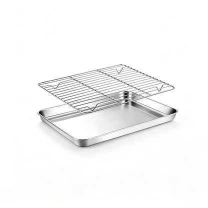 Onader 18x13 Inch Large Half Baking Sheet Pan with Wire Cooling Rack Set