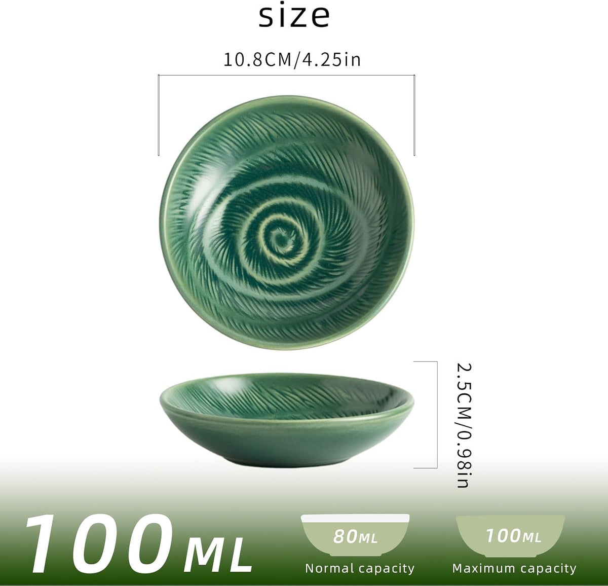 Ceramic Soy Sauce Dishes, 3.4 oz Dipping Bowls Set of 4