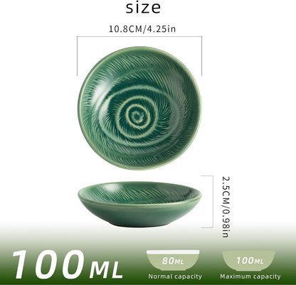 Ceramic Soy Sauce Dishes, 3.4 oz Dipping Bowls Set of 4