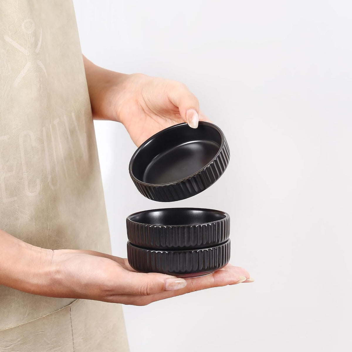 Selamica Ceramic Soy Sauce Dish, 2.6 Oz Dipping Bowls Set of 6, 3.5 Inch Pinch Bowls for Dip, Side Dish, Condiments, Sushi, Matte Black