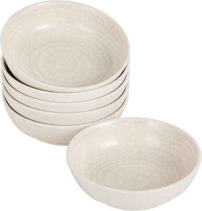 Dipping Bowls, Soy Sauce Dishes, 4 OZ Small Serving Bowls & Appetizer Plates Set of 6, Ceramic Ramekins for Sushi, Condiment, Ketchup, BBQ Party, 4 Inch
