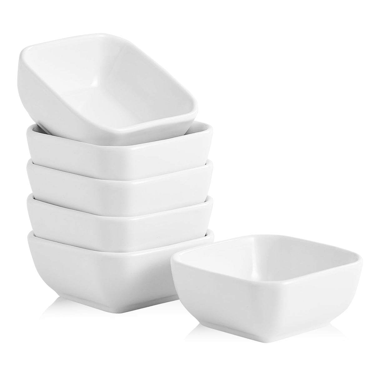 Ceramic Dipping Bowls Set of 6,3 Ounce Porcelain Small Mini Dip Bowl Square Soy Sauce Dish - Good for Tomato Sauce, Sushi Soy, BBQ,Charcuterie Board(Grey)