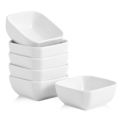 Ceramic Dipping Bowls Set of 6,3 Ounce Porcelain Small Mini Dip Bowl Square Soy Sauce Dish - Good for Tomato Sauce, Sushi Soy, BBQ,Charcuterie Board(Grey)