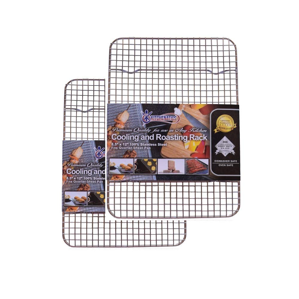 KITCHENATICS Half Sheet Cooling Rack Stainless Steel Oven Safe Set of 2
