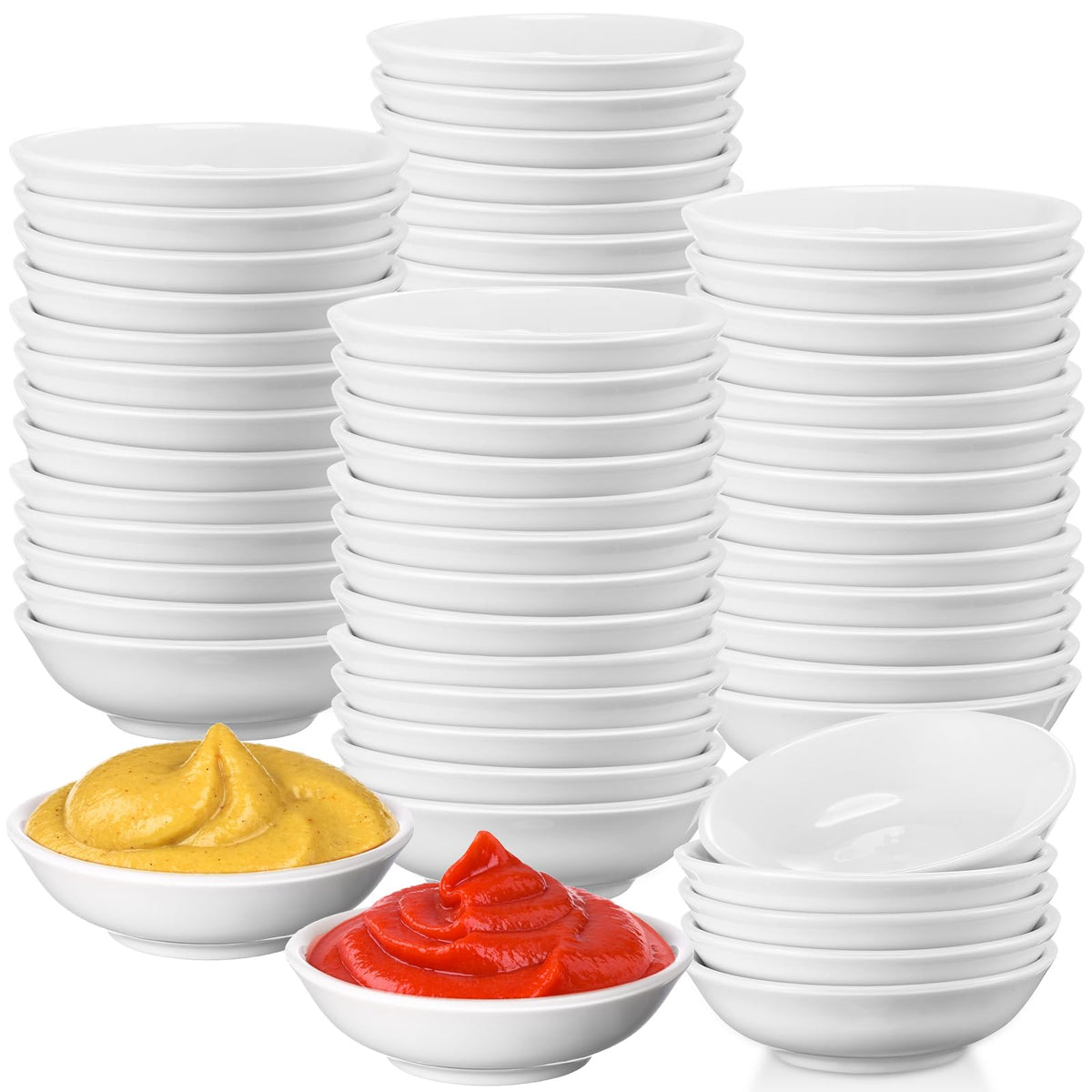Mimorou 50 Pcs Soy Sauce Dish 1.2 oz Dipping Bowls Bulk, Ceramic