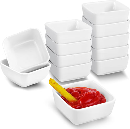 12 Pack Ceramic Dipping Bowls 3 oz White