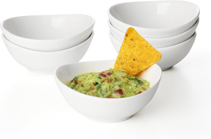 Sweese 4 oz Very Small White Porcelain Bowls - Set of 6 Dipping, Sauce, Salsa & Snack Bowls, Mini Ceramic Bowls for Condiments & Charcuterie