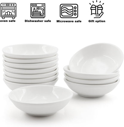 12 Pack Soy Sauce Dish Ceramic Dipping Bowls Bulk, 1.2 Oz White Dipping Sauce Bowls/Dishes, Small Dipping Sauce Cups for Sushi Ketchup Olive Oil Appetizer
