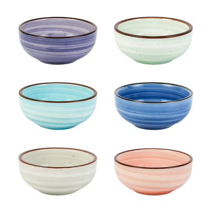 Selamica Ceramic 2.6 OZ Square Dipping Bowl Set, Set of 6, Vintage Blue