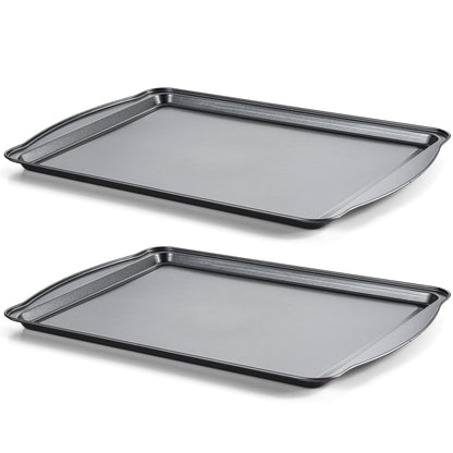 Baking Sheet with Cooling Racks - 17'' x 11" x 0.5" Carbon Steel Cookie Sheets for Baking [2 Sheets + 2 Racks], Nonstick Baking Pans, Perfect for Baking, Roasting, and More