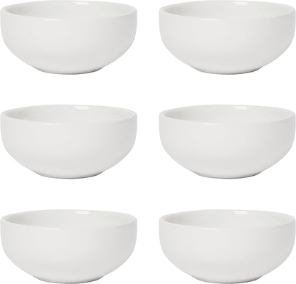 Now Designs White Ceramic Pinch Bowl Set, Soy Sauce Dish, Set of 6, 2 oz