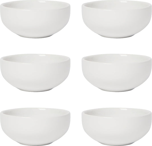 Now Designs White Ceramic Pinch Bowl Set, Soy Sauce Dish, Set of 6, 2 oz