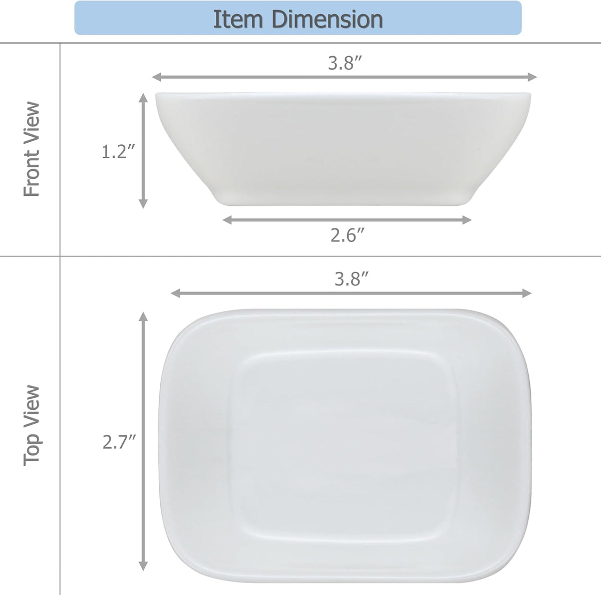 EIKS 4 Pack Ceramic Dipping Bowls Side Dish, Rectangle Shaped