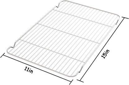 Cooling Rack Set of 3, Baking Rack Stainless Steel Wire Rack for Baking Cooking Roasting Grilling Cooling, 15” x 11” x 0.5” Wire Racks, Fit Various Size Cookie Sheets Oven
