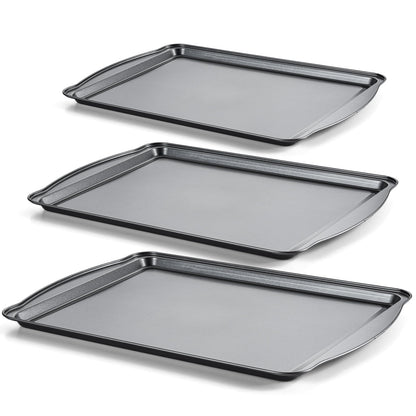 Baking Sheet with Cooling Racks - 17'' x 11" x 0.5" Carbon Steel Cookie Sheets for Baking [2 Sheets + 2 Racks], Nonstick Baking Pans, Perfect for Baking, Roasting, and More