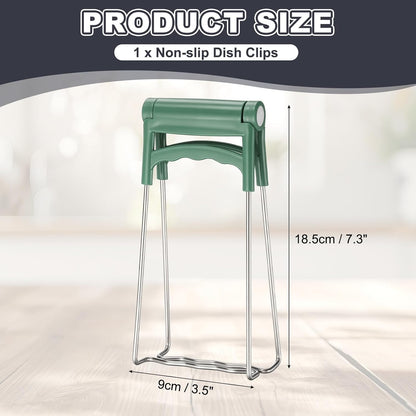 METALLIXITY Hot Plate Gripper Stainless Steel Silicone Non-Slip Dark Green