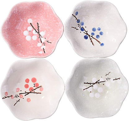 Ceramic Soy Sauce Dish Set of 4, 4.1'' Japanese Porcelain Dipping Bowls