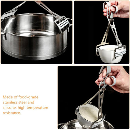 Hemoton Anti-Scalding Bowl Clip Gripper Food-Grade Kitchen Tongs for Hot Plate Dish Bowl and Pizza Pan Folding Holder with Ergonomic Handle Dishwasher Safe 9.84 X 3.54 X 0.78 in