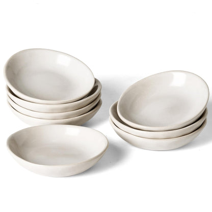 famiware Soy Sauce Dish, 2.1oz Dipping Bowl Set of 6, Cappuccino White