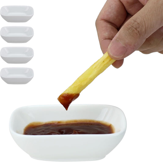 EIKS 4 Pack Ceramic Dipping Bowls Side Dish, Rectangle Shaped